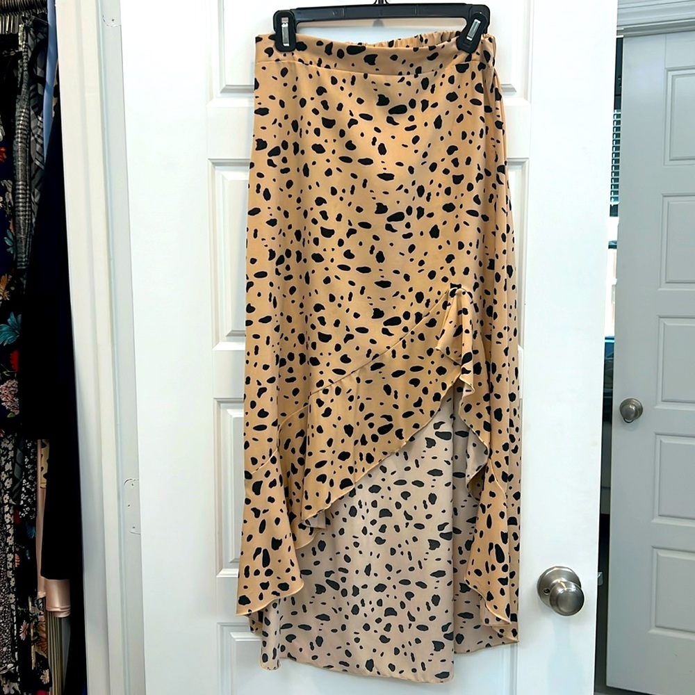 High low animal print skirt